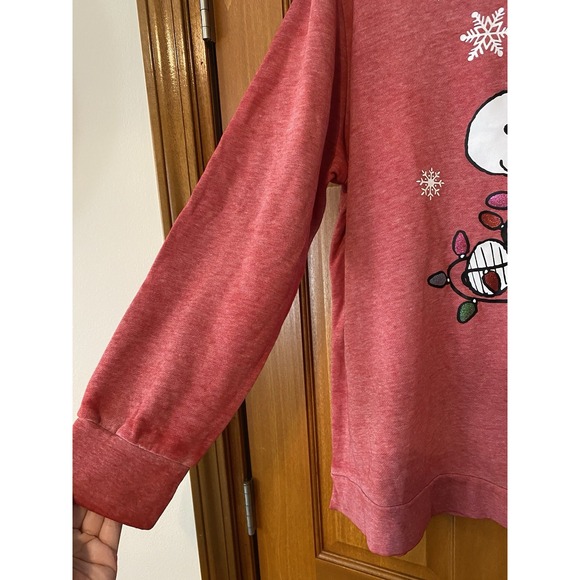 Peanuts Snoopy Woodstock Christmas Red Womens Lights 18/20 Plus Sweatshirt - Picture 4 of 8
